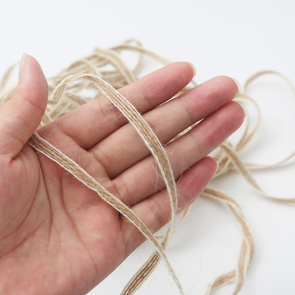 6mm bredde 10m/ ruller naturlig jute hamp reb hessian med hvidt bånd blonder diy trim stof blonder til dekoration emballage