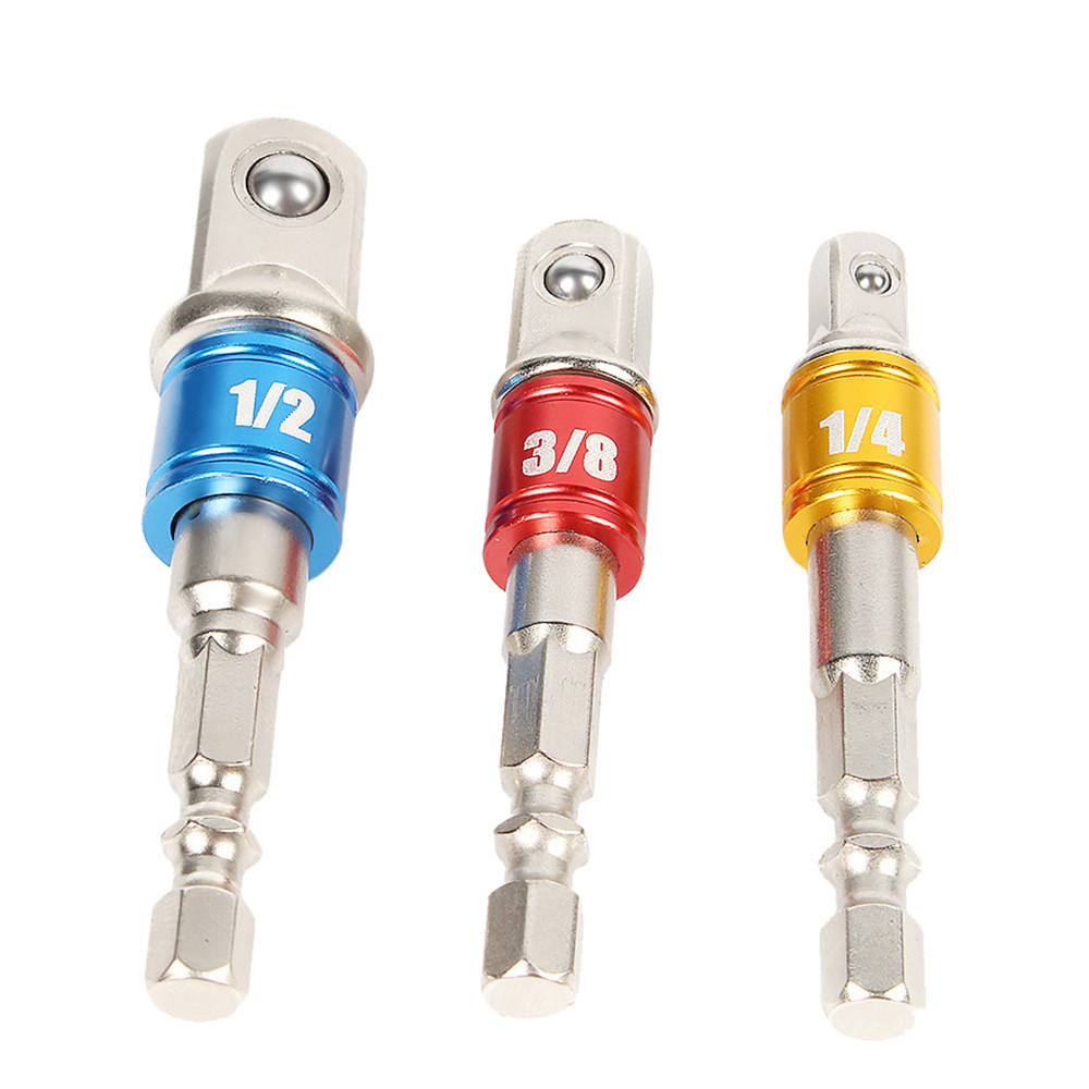 3 Pcs 1/4 3/8 1/2 drive Sockets Adapter sets Dopsleutel Adapter Set Kleur veiligheid riem kraal post met stalen bal Multicolor @ 16