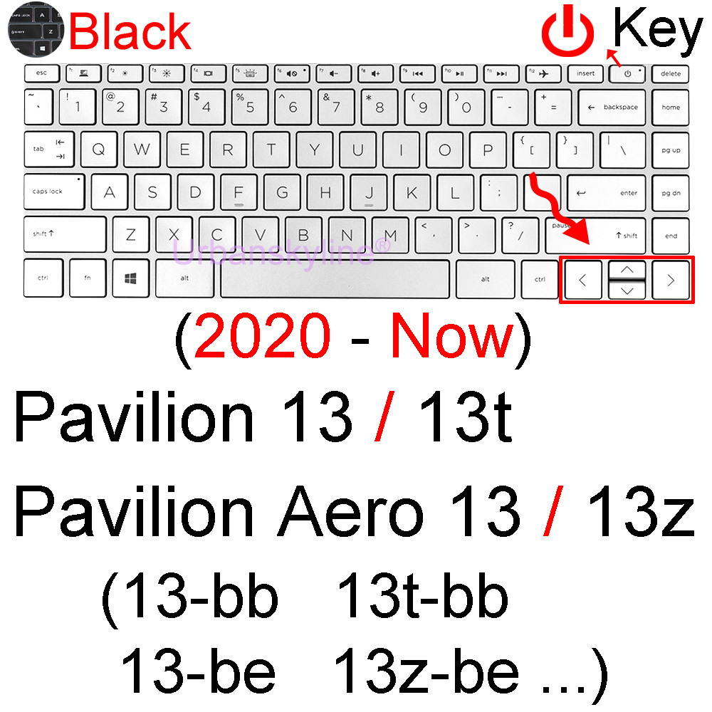 Housse de protection de clavier pour ordinateur portable HP Pavilion 13, étui X360 Aero 13, 13z, 13t, 13-bb 13-be 13-be 13-be 13-an 13-b: Black 2020-Now