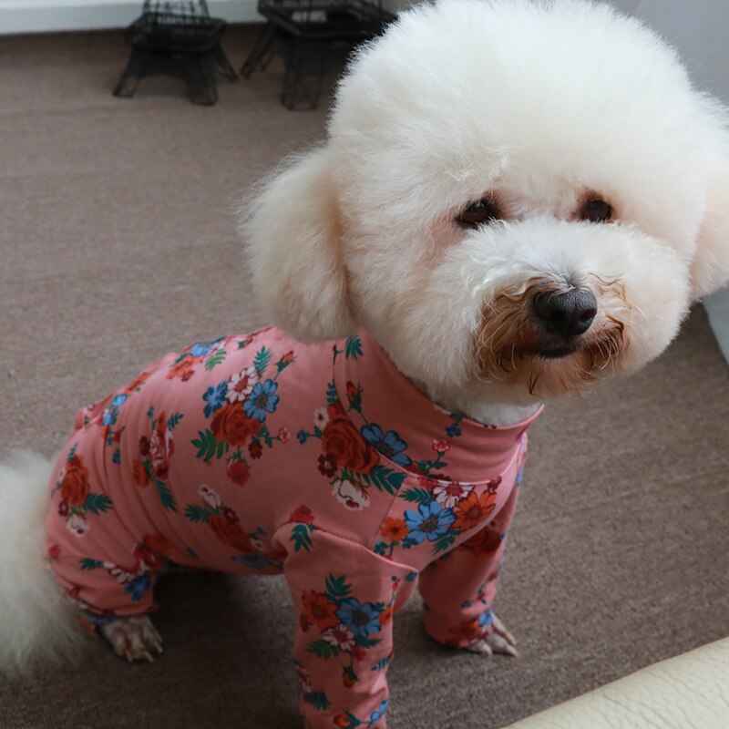 Kæledyr hund jumpsuit bomuld hvalpetøj tynde trykte overalls til små hunde beskytte mave pyjamas chihuahua bundtrøje