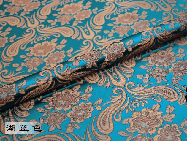 Brokade stof cheongsam og kimono materiale satin stof til syning diy: Søblå