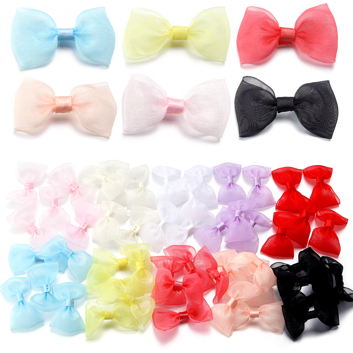 20 unids/lote lazos de cinta de satén 2,5 cm x 5cm lazo Multicolor pequeños lazos flor para manualidades accesorios de decoración para de Navidad