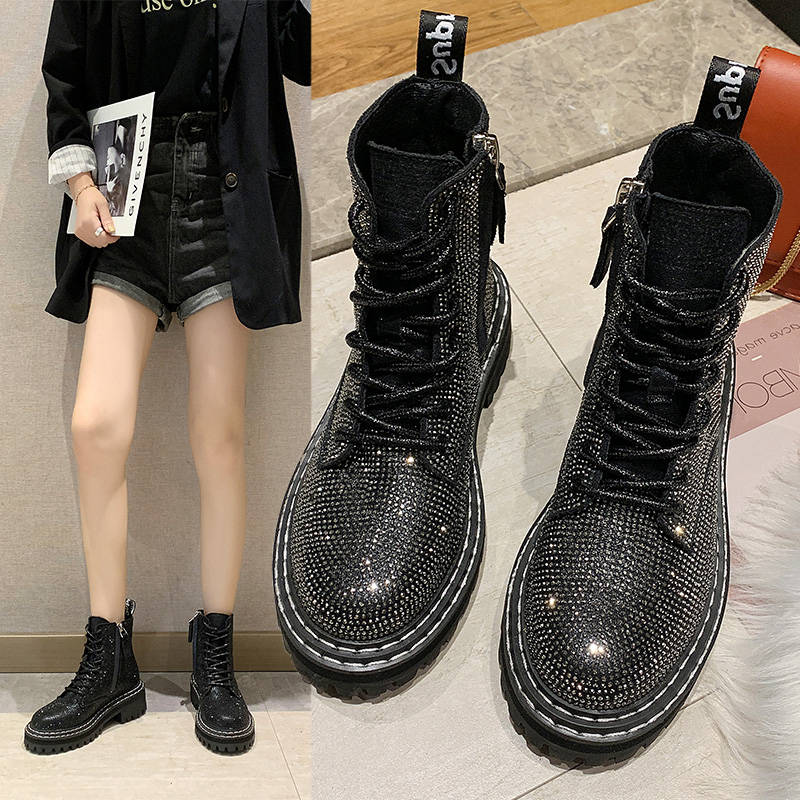 Herbst neue voll diamant Martin stiefel Britischen Fan Auto starke ferse stiefel Chelsea hübscher Single stiefel frauen schuhe