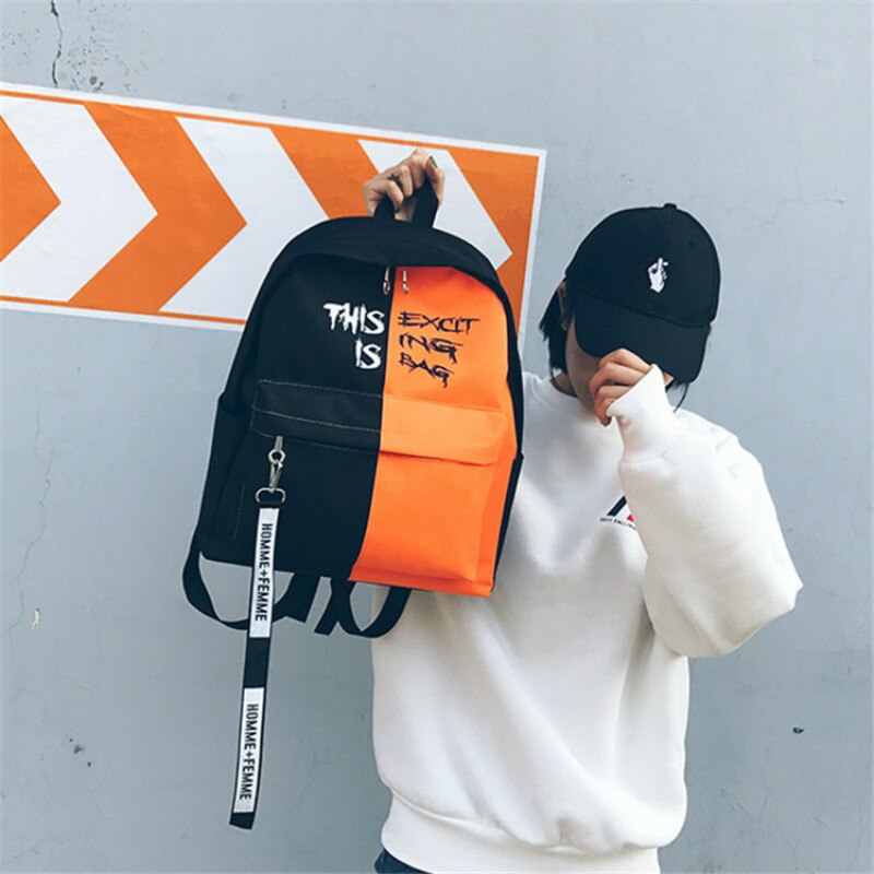 Harajuku Ulzzang Canvas Persoonlijkheid Hip Hop Rugzak Mannelijke/Vrouwelijke Rugzakken Stijlvolle Reizen Schooltas Pack Voor Paar Sac Een dos