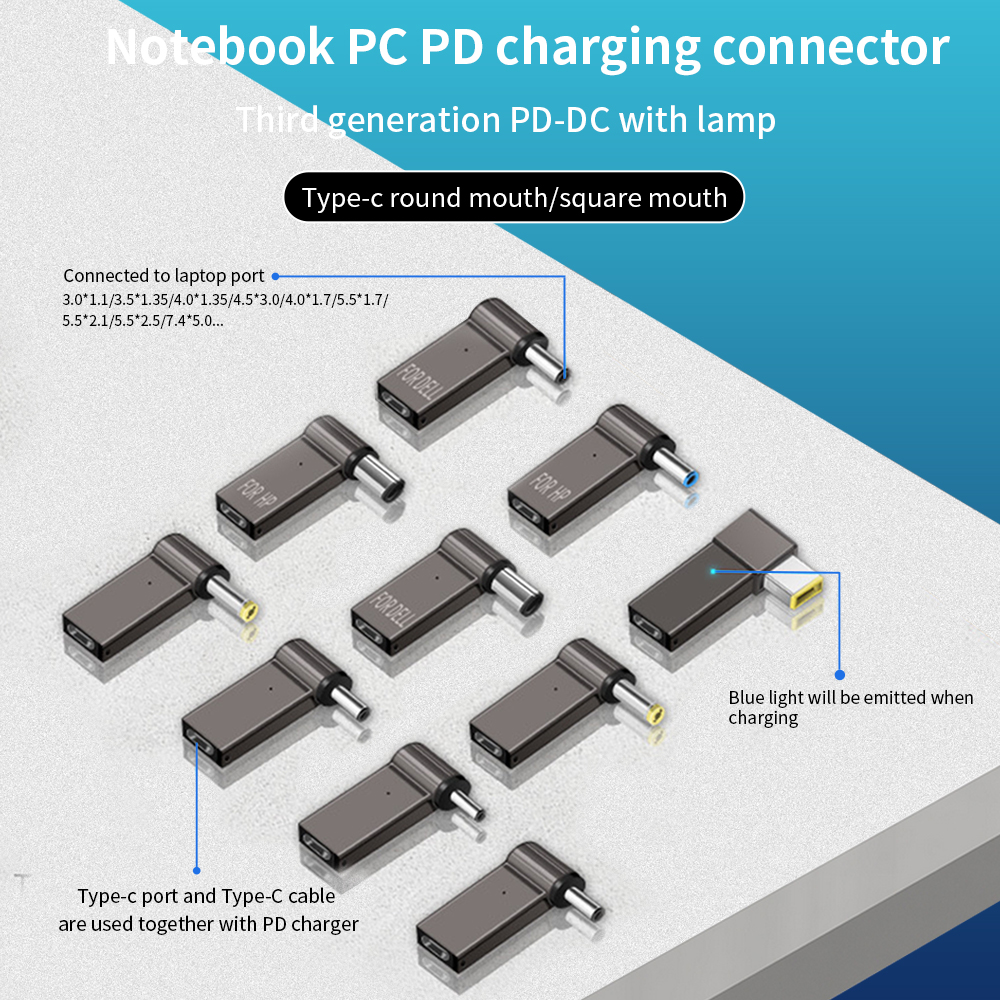 100w pd Laptop-Ladegerät Stecker Typ C zu DC-Buchse Stecker Adapter Buchse zu Stecker Stromrichter für Notebook-Computer PC