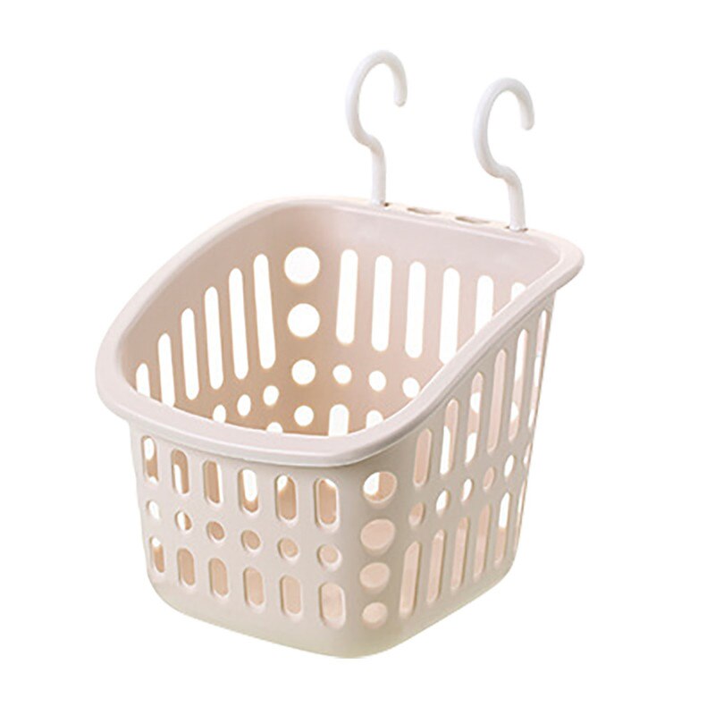 Cesta de ducha colgante de plástico con gancho para Baño, Dormitorio, cocina, soporte de almacenamiento de residuos, cestas, estante de cocina para baño @ D: F