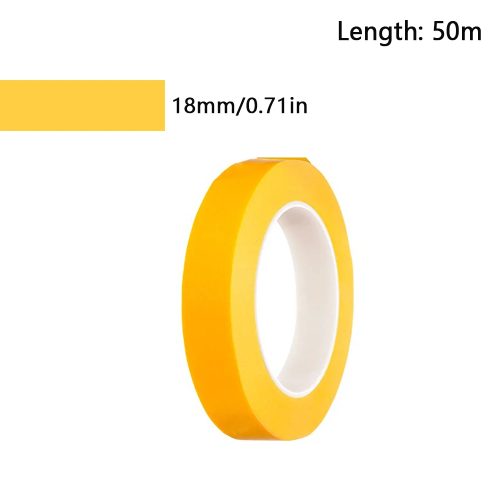 Cinta adhesiva amarilla de 18M/20M/50M, pegatina adhesiva para coche, papel de pintura DlY, decoración de pintor, artesanía, accesorios artesanales de uso General: YELLOW