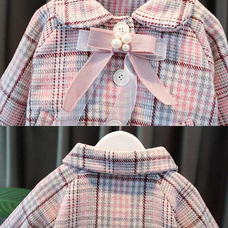 Hoogte 80-120cm herfstmeisje temperament koreaanse wollen jas modieuze kinderkleding trend