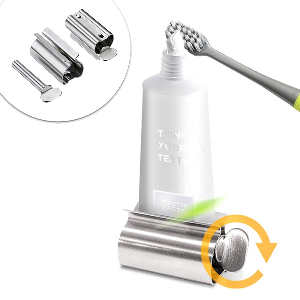 Bathroom Accessories Set Rolling Toothpaste Squeezer Tube Toothpaste Dispenser Toothbrush Holder Stainless Steel Dispenser