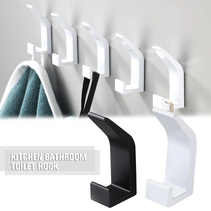 Crochet Double pour serviette, noir et blanc, pour vêtements de salle de bain, chambre à coucher, crochet pour manteau, accessoires de cuisine pour salon