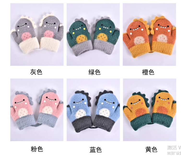 Manopla de piel de conejo para niños, mitones de punto gruesos y cálidos para bebés de 0 a 2 años, guante de invierno con cuello colgante, guantes suaves para bebés