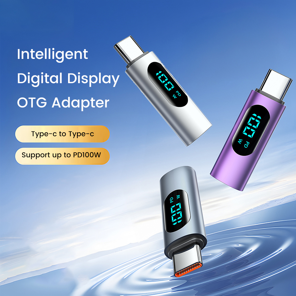 PD 100W Digitale Adapter Type-C Interface 100W Power Meter LED Digitaal Display OTG Data Adapter USB2.0 Voor Mobiele Telefoon PC