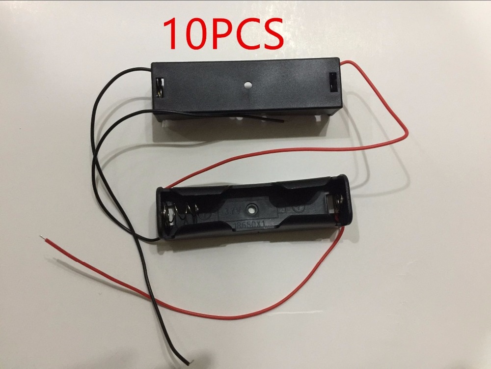 10 STKS Kleine Plastic batterij case shell 18650 Batterij 3.7 V Clip Opslag Houder Box Case Zwart Met Draad Lood