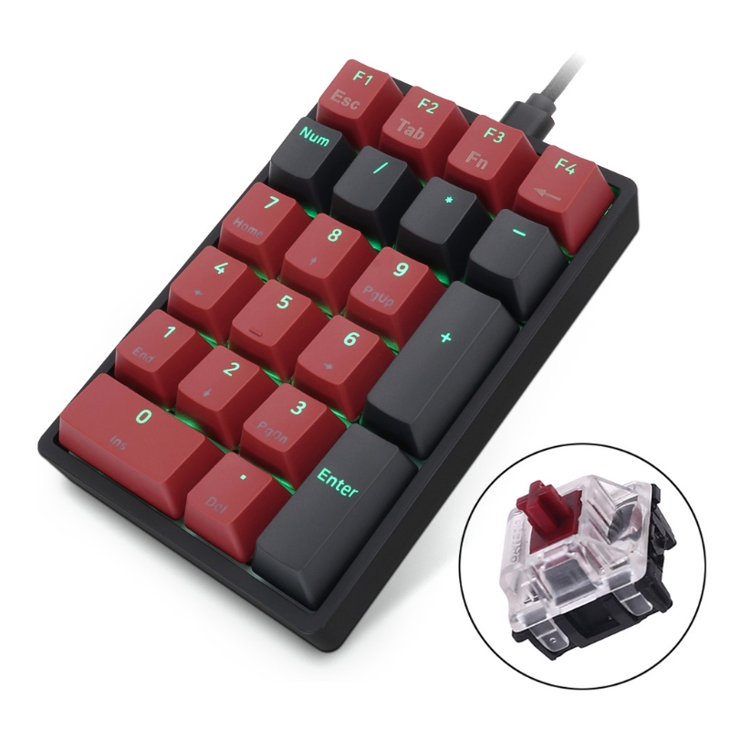 Mini USB Wired Numeric Keypad 21 Keys Digital Backlight Numpad Keyboard Fully Programmable with PBT Double-shot Key