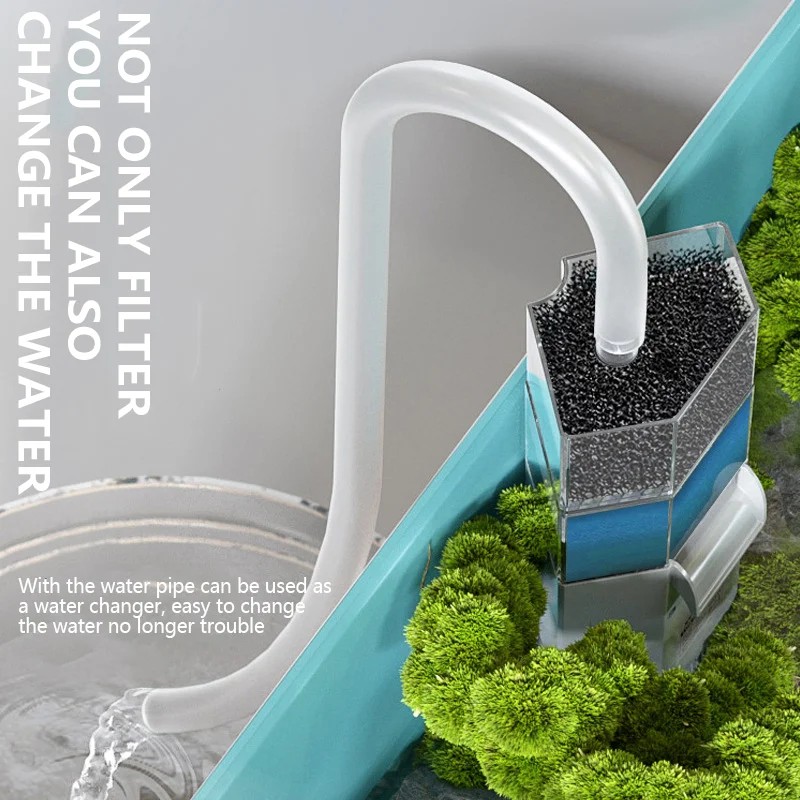 Filtre de tortue de bas niveau d'eau, petit filtre de cascade de paysage, pompe de surpoids de vache 3 en 1, accessoires d'aquariums, précieux