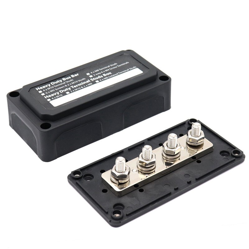 Bus BarsDC 48V 300A 4 auto Bus boot power verteilung bar mit 4xM8 Terminal spargel fahrzeug lkw RV Kabel veranstalter box