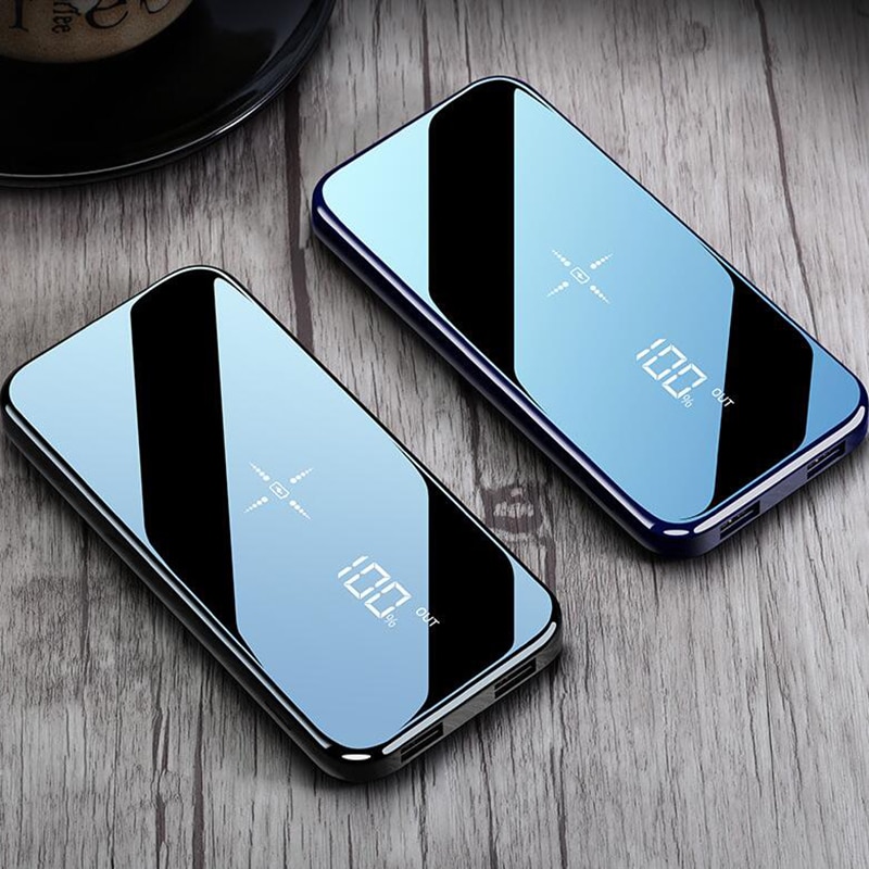 Quick Charge Wireless Power Bank Dual USB Mirror Screen 30000mAh Wireless Charger Powerbank Bateria External For iphone8 X
