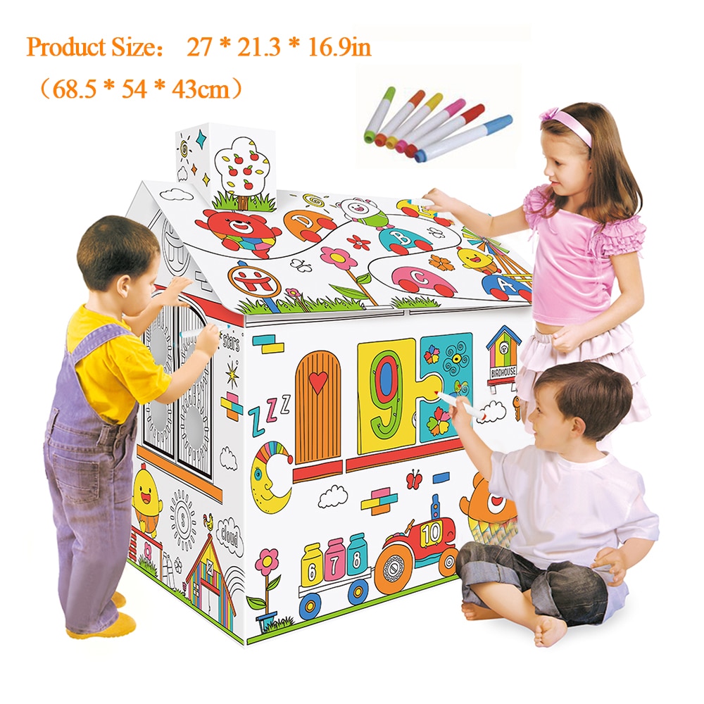 DIY Große Karton Färbung Kreative Handwerk Spielen Haus Projekt Montieren und Farbe Pädagogisches Spielzeug 2,2 Meter Hoch Für freundlicher ändern: Typ 1