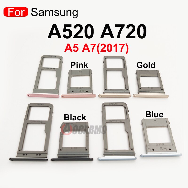 Aocarmo 10 stück sim-kartenhalter für samsung galaxy  a520 a720 a5 a7 single- und dual-sim-kartenleser, ersatzteil