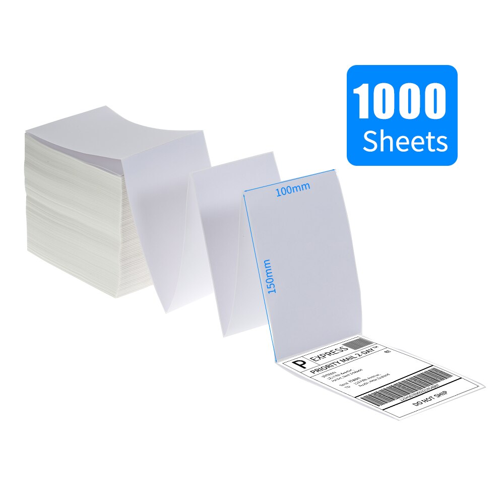 1000 Sheets Self-adhesive Mailing Labels Sticker Fan-Fold Direct Thermal Labels Label Paper for Thermal Label Printer
