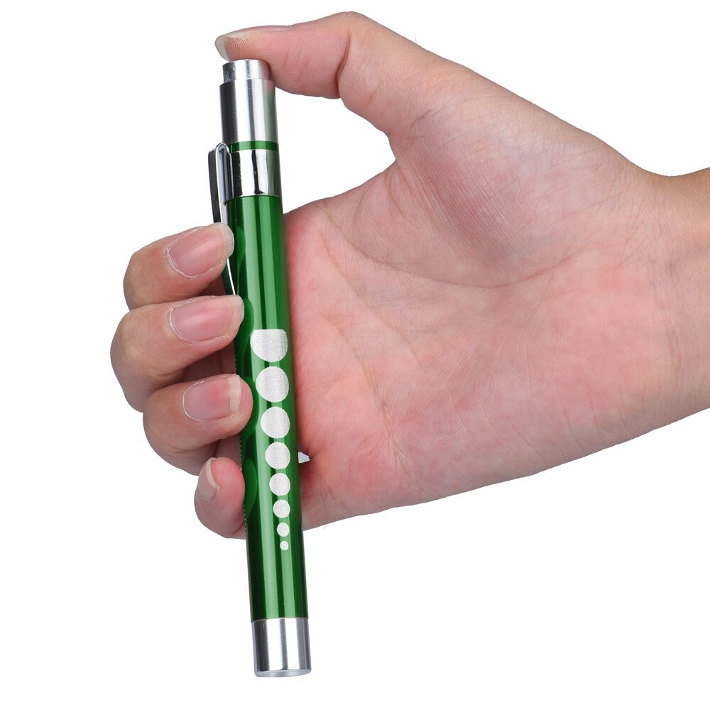 Linterna LED portátil para trabajo médico, pluma de primeros auxilios, lámpara con medidor de pupila, diagnóstico de médico y enfermera: green