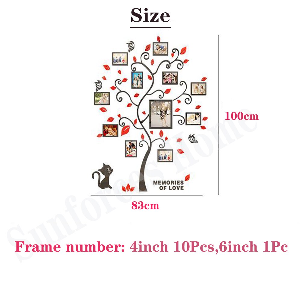 Acrylic Wal Stickers 3D Tree Mirror Wall Decals for Living Room Bedroom Stairs Home Decor DIY Family Photo Frame