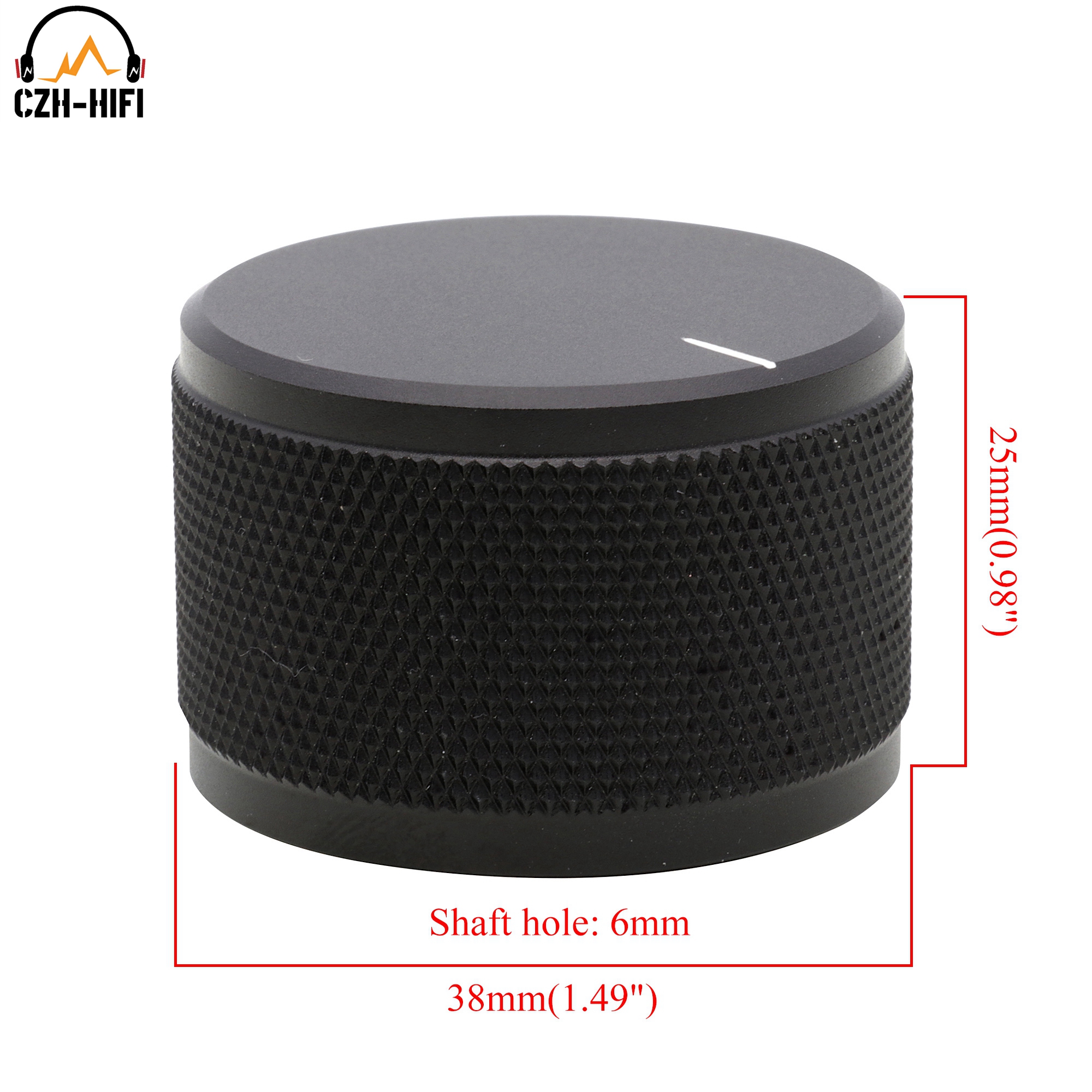 Perilla de Audio de 30mm, 35mm y 38mm, potenciómetro de aluminio sólido, interruptor giratorio, botón de puntero para CD, DAC, AMP, sonido de volumen, 1 ud.: Rojo rosado