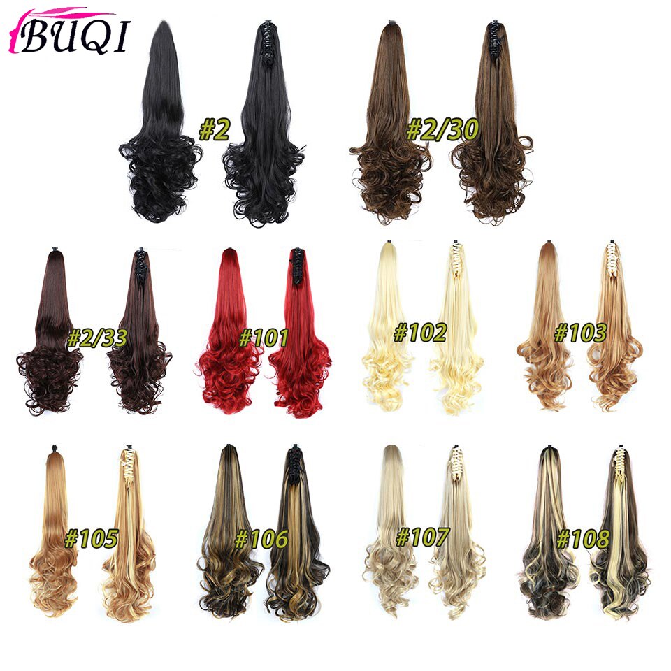 BUQI 24" 180g Synthetic Claw on Ponytail Hair Claws Curly Style HairpieceHair Extension Women Adult Hair Accessories