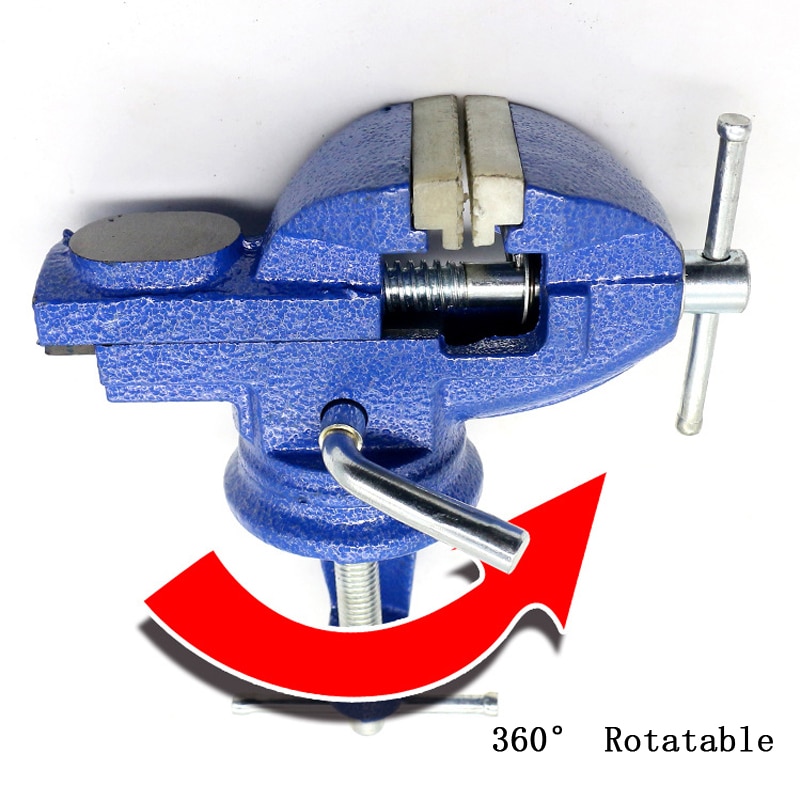 50mm 360 Degree Rotatable Mini Table Vise Cast Iron Universal Plastic Clamp Head Vise Flat Pliers Manual Bench Clamp