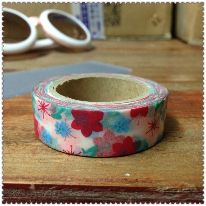 Mooie 15mm * 10 m washi papier tape/kleur bloem masking japan washi tape
