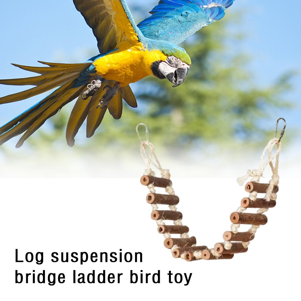 Natural Wood Rope Suspension Bridge Ladder Bird Toy Parrot Bite Toy Hanging Bird Supply Physical Exercise Sports