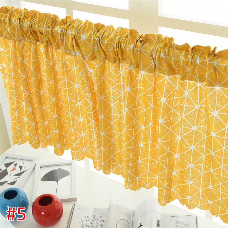 Hanging Short Curtain Floral Half-Curtain Plaid Window Drapes Polyester Half-Curtains for Kitchen Cafe Living Room Decoration: S5 Short Curtain