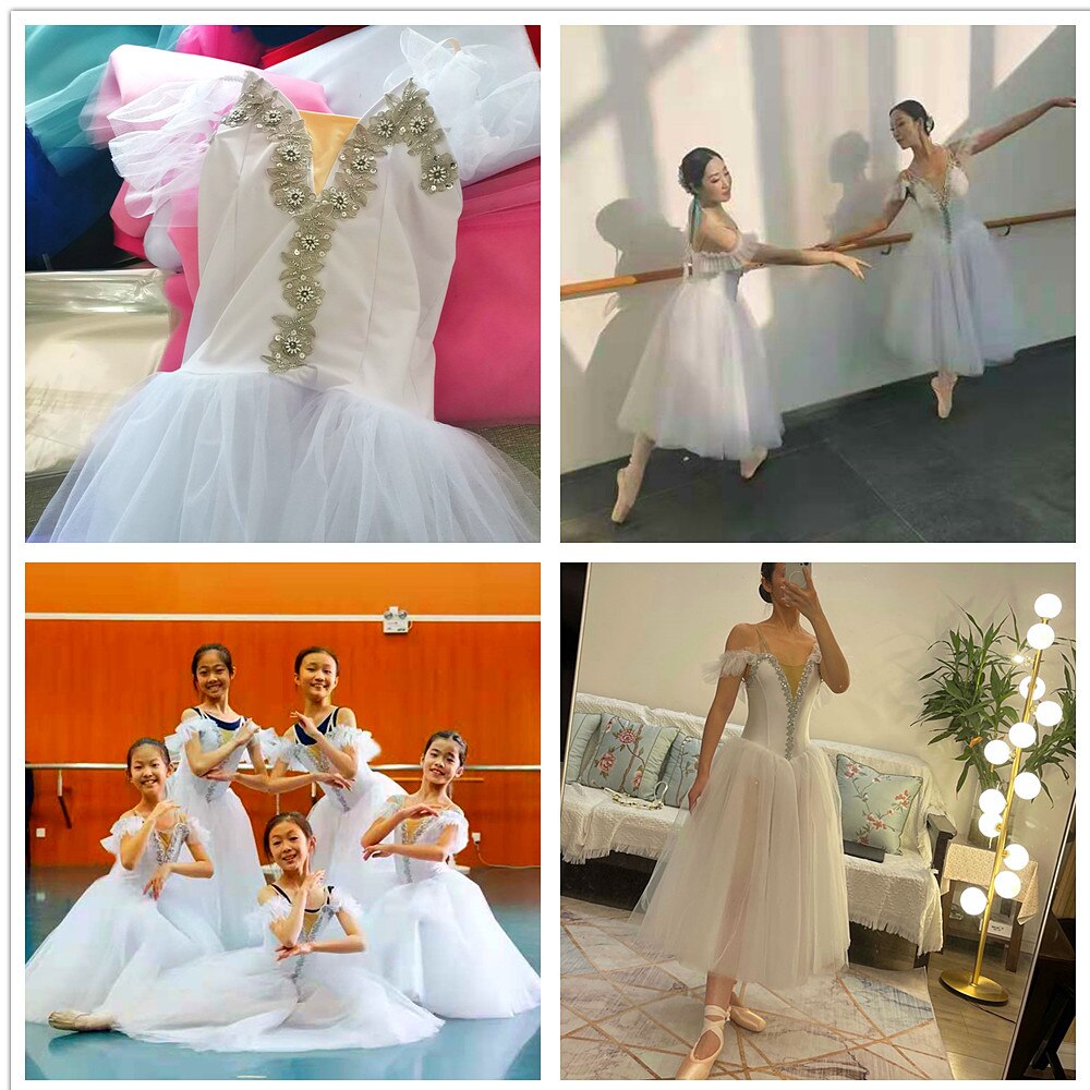 Weiß Ballett Kostümich Lange Kleid Für Erwachsene Professionelle Bauchtanz Röcke