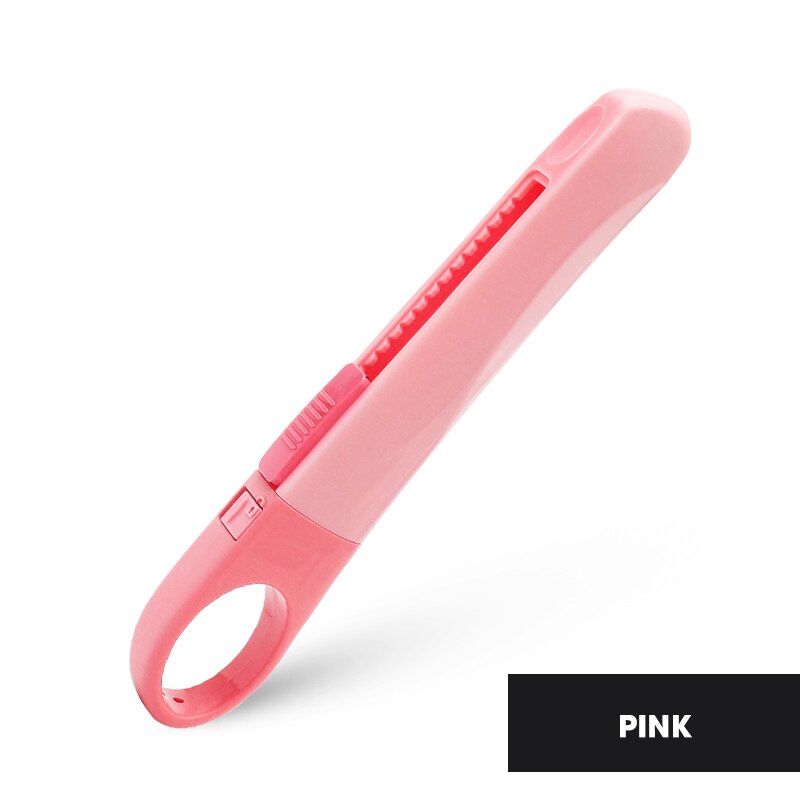 Japan PLUS Safety Manual Non-Adhesive Utility Knife Paper Cutting Blade Art Cutter Student Stationery Office Supplies: 1PC PINK