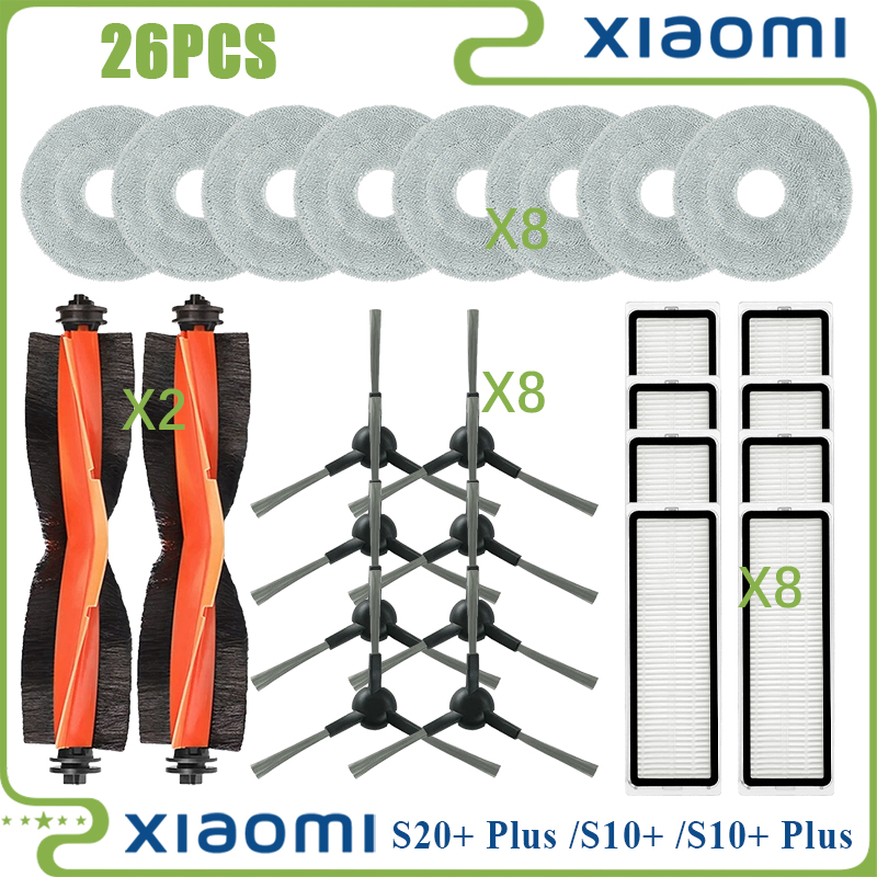 For Xiaomi Robot Vacuum S20+ / S10 Plus / B108GL / B105 / B108CN B113CN Compatible Parts Accessories Filter Main Side Brush Mop: grey
