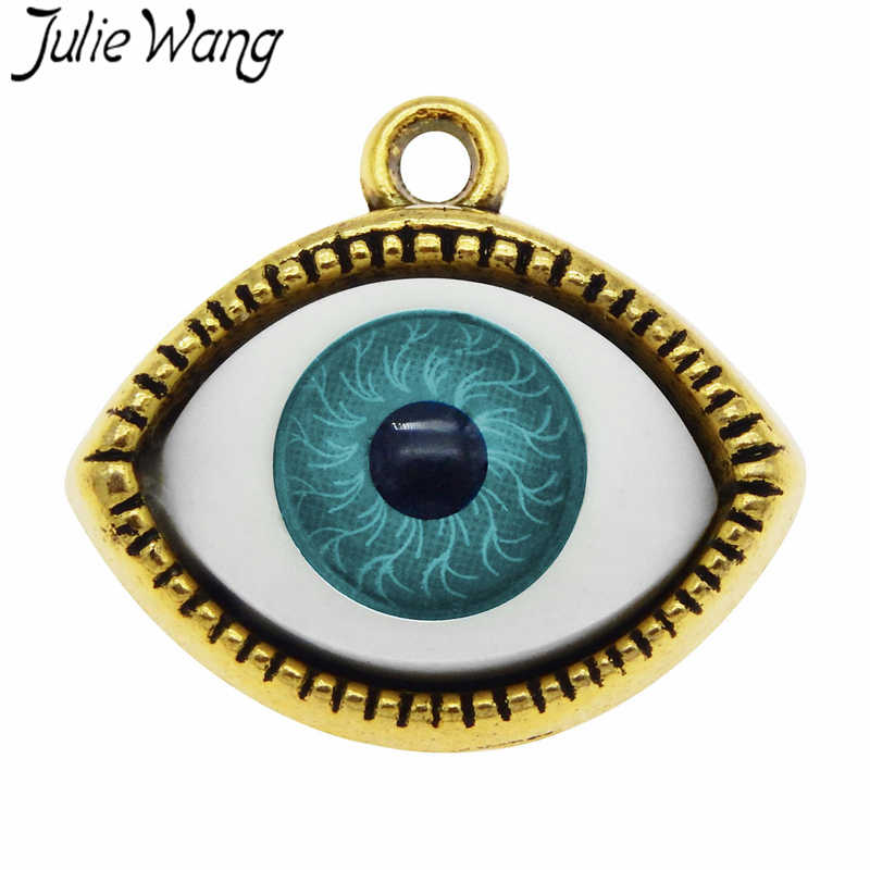 Julie Wang 7PCS Legering Human Evil Eye Charms Plastic Oogbol Multicolor Ketting Hangers Armband Sieraden Maken Accessoire: 54186