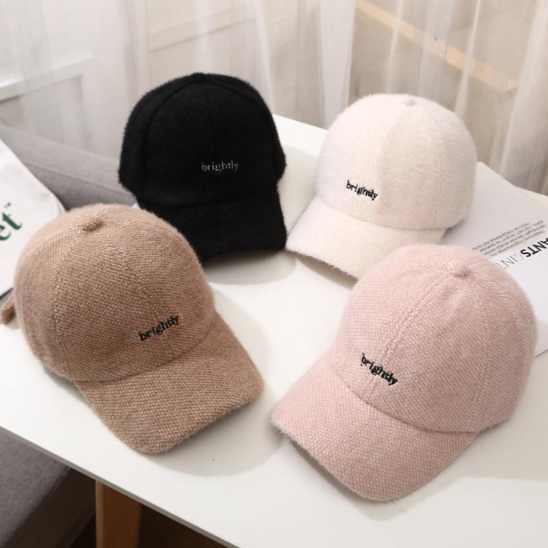 Hoed Vrouwen Herfst Winter Pet Student Koreaanse Stijl Alle-Match Brieven Baseball Cap Pluche Verdikte Warm hoed