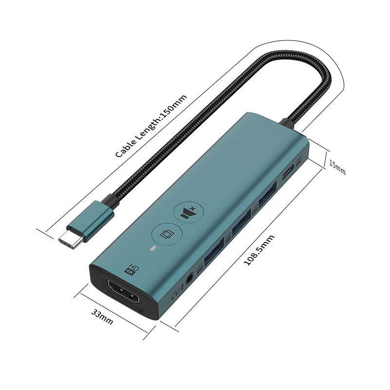 mit HDMI zu Typ C Konverter 6 Häfen USB C Hub PD 100 W Ladestation USB3.0 Disk Leser Kabel Splitter Audio- Mikro erweitern Adapter