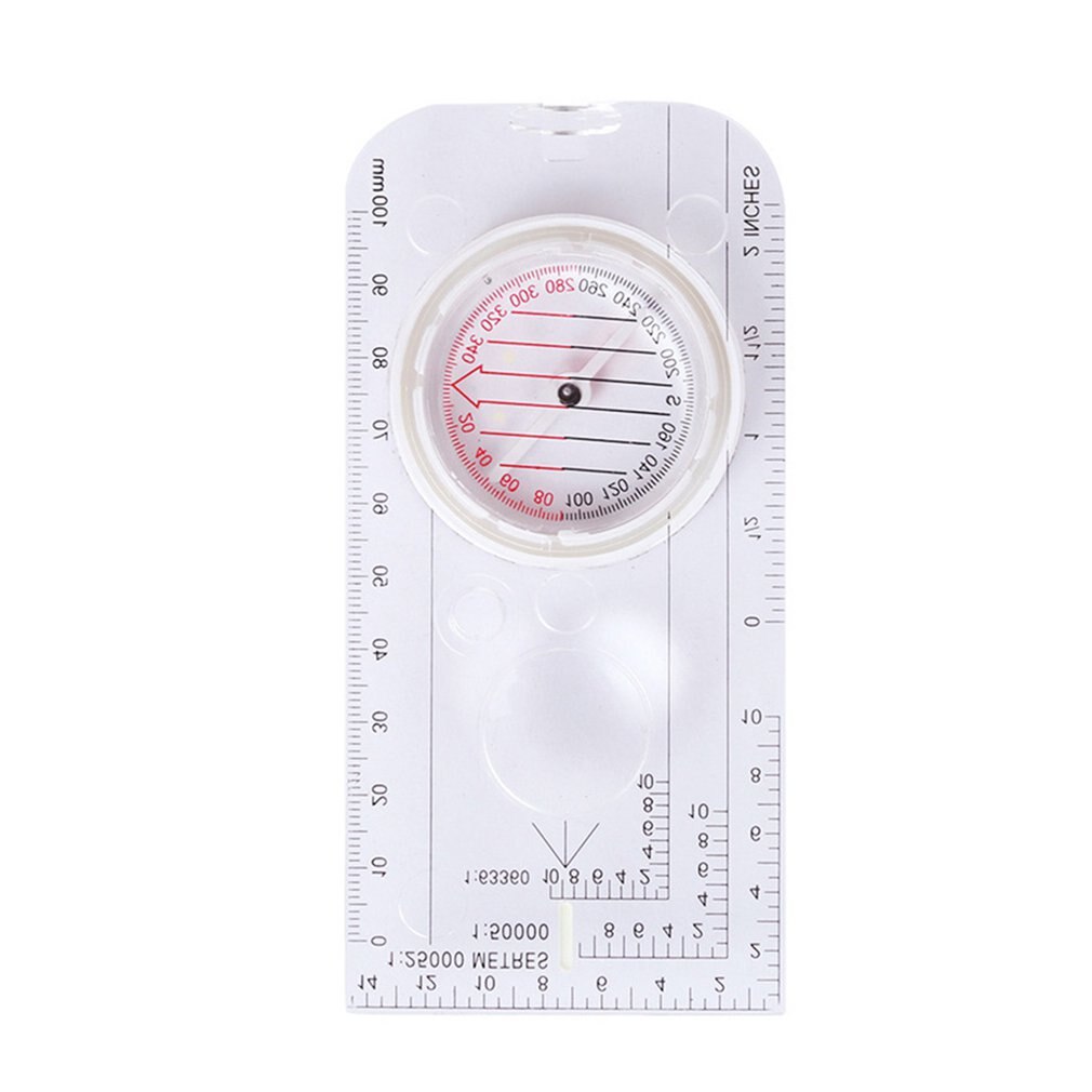 Drawing Scale Compass Folding Map Ruler Buckle Car Camping Hiking Pointing Guide Portable Handheld Compass: Default Title