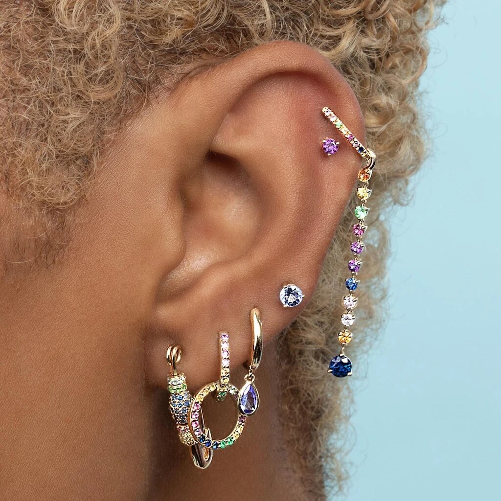 1pc øreben spænde huggie øreringe kvindelig krystal perle lille cirkel øreringe til kvinder minimalistiske smykker