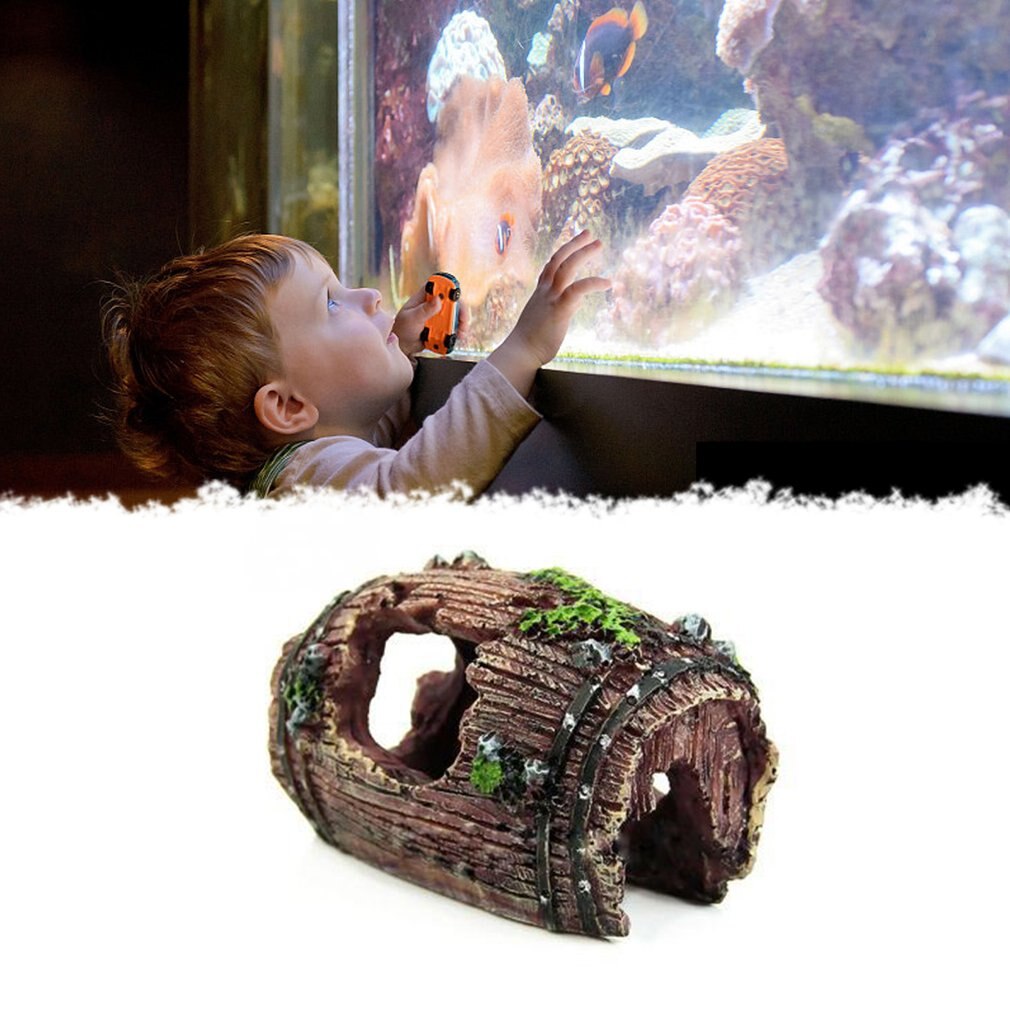 Fish tank decorative ornaments aquarium equipment accessories antique wine barrel fish tank resin crafts fish tank decorations