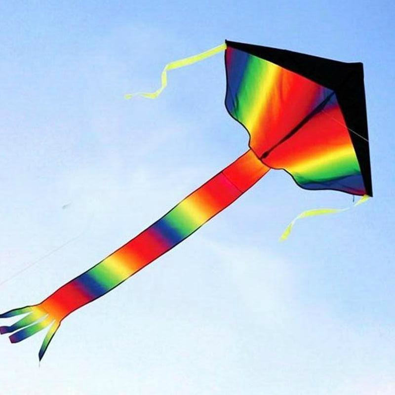Enorme Rainbow Flying Kite Kinderen Met 100 Meter Kite Lijn Kinderen Outdoor Game Fun Kind Speelgoed Volwassen Vliegers