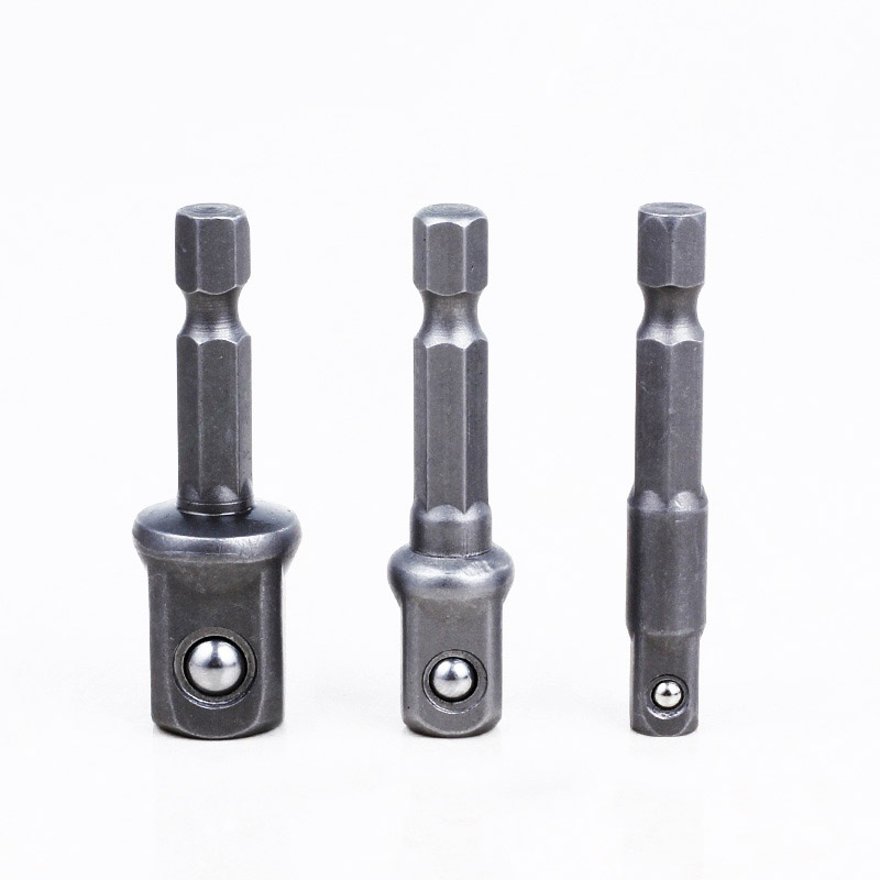 3Pcs/Set Socket Adapter Hex Shank To 1/4" 3/8" 1/2" Extension Drill Bits Chrome Vanadium Steel Bar Hex Bit Set Power Tools