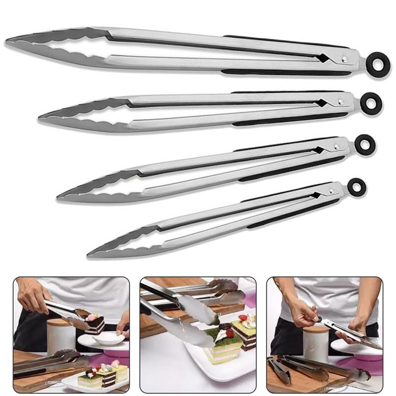 Stainless Steel Salad Tongs BBQ Kitchen Cooking Food Serving Utensil Tong Tools Restaurant Food Folder Kitchen Accessories
