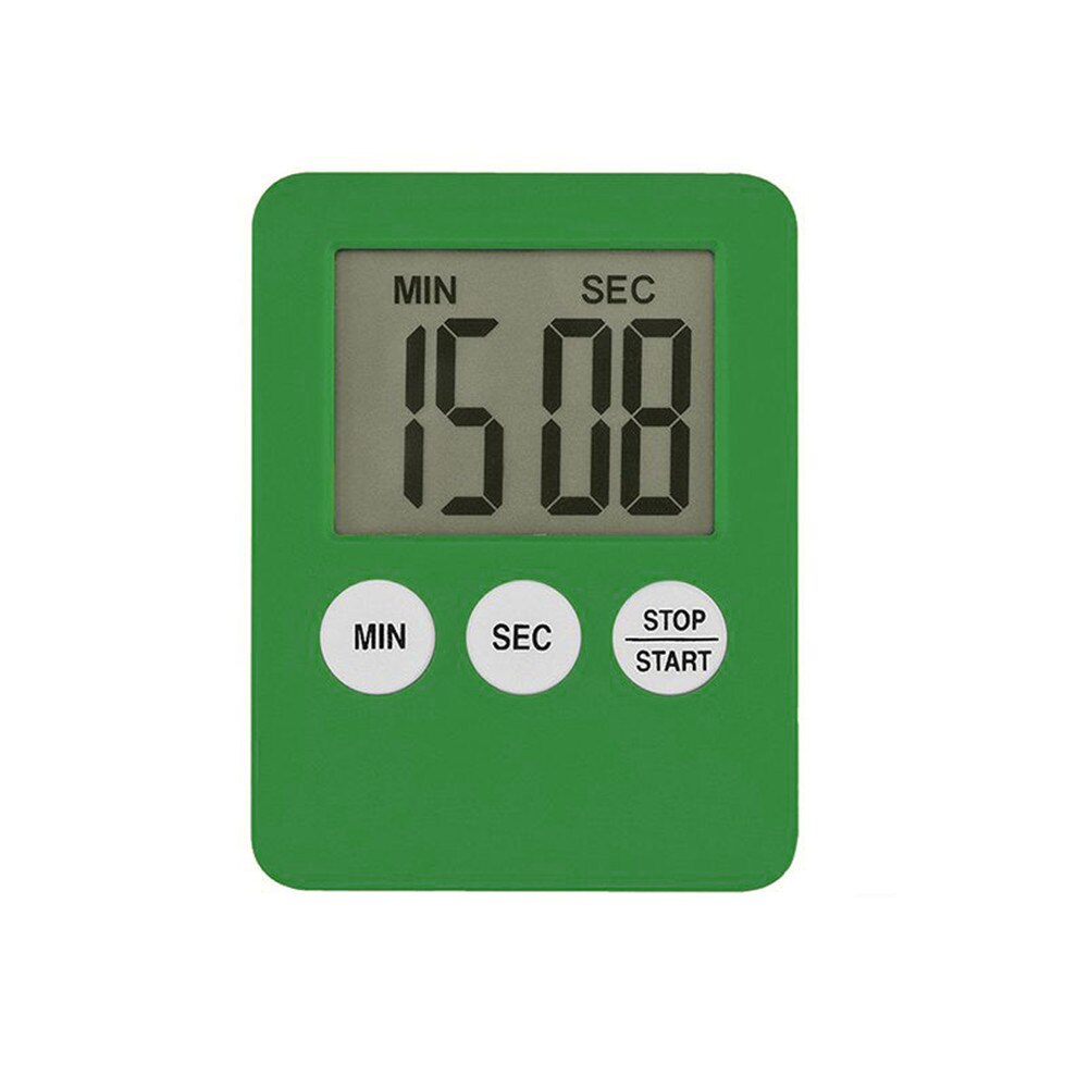 Super Thin LCD Digital Screen Kitchen Timer Square Cooking Count Up Countdown Alarm Sleep Stopwatch Temporizador Clock: Green