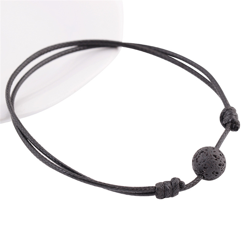 1Pc Natural Lava Volcanic Stone Round Stone Ball Essential Oil Diffuser Leather Bracelet Adjustable