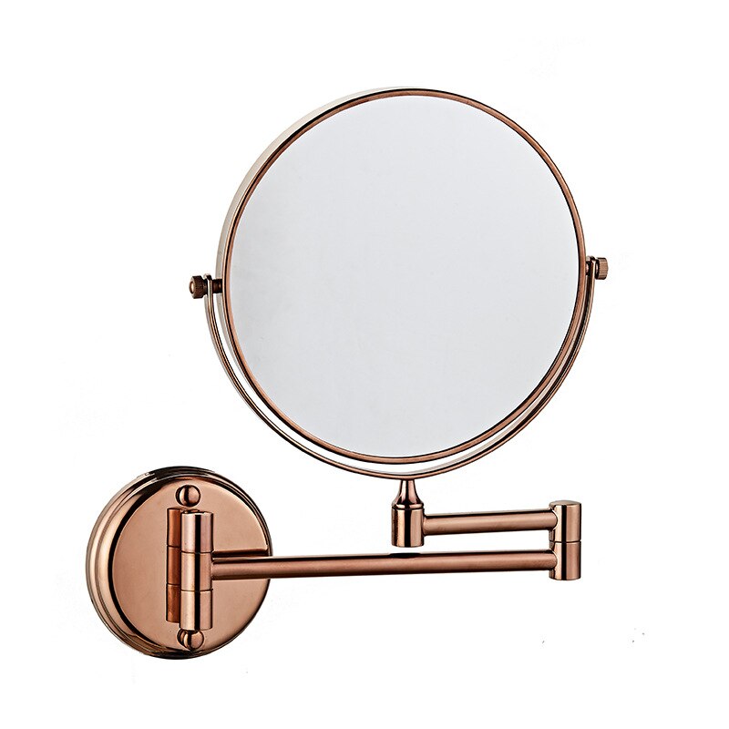 Espejo de maquillaje de oro rosa para baño, espejos redondos de latón negro mate, espejo de afeitado con aumento de 3X, espejos plegables de doble cara de 8 pulgadas