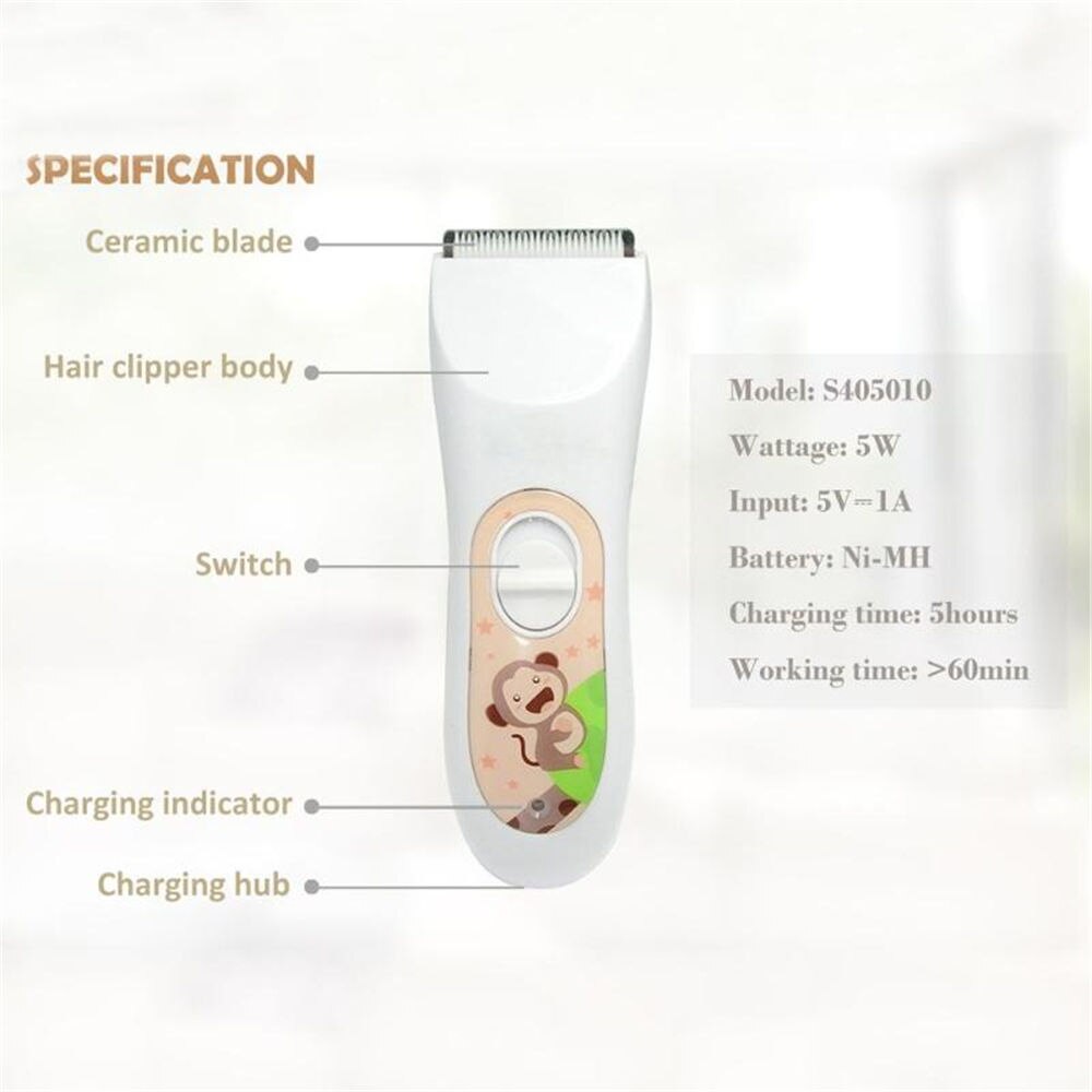 UK Children Kid Baby Hair Trimmer Clipper Haircut Cordless Soundless Waterproof