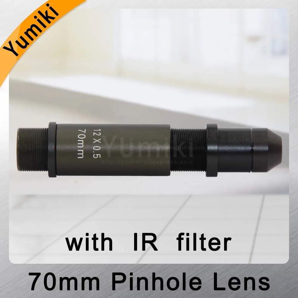 Objectif sténopé 2.0 mégapixels 70mm, objectif de vidéosurveillance, monture M12, Format d'image 1 "F1.6, Iris fixe, longue visualisation avec filtre IR