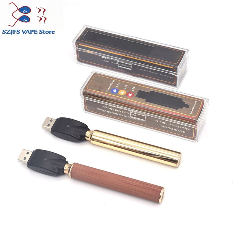 sub two BK batterey 650mah 900mah Vape Pen USB Charger Vape Battery Gold Wood 510 Wire Crystal Pack for CBD Thick Oil Cartridge